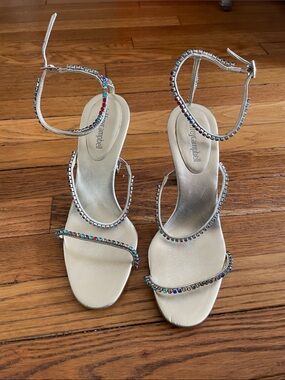 Jeffrey Campbell Champagne Multi-Crystal Strappy Heels